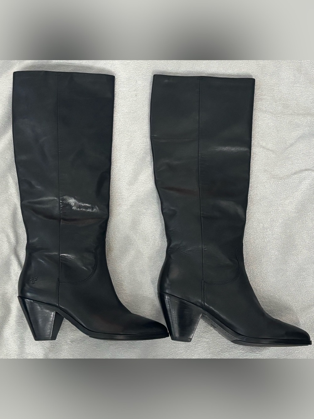 Frye Lila slouch tall black leather knee high boots - size 7M